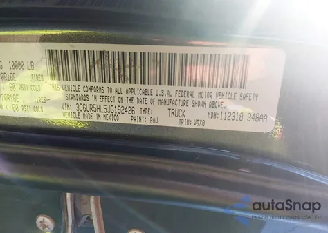 2018 Ram 2500 Tradesman 4X4 8' Box from USA, damaged, VIN 3C6UR5HL5JG192426